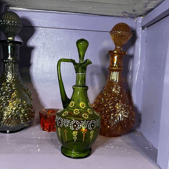 Vintage Cruet Early Northwood Glass Victorian Green - Picture 2 of 6